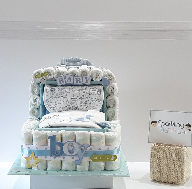 Baby Boy Diaper Cake Baby Diaper Cake Gift Set Baby Etsy