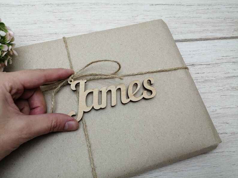 Custom Name Gift Tags Wood Name Tag Customized Wood Name Etsy