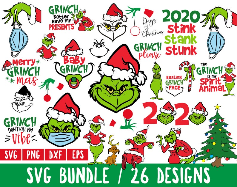 Grinch SVG Bundle Christmas SVG Resting Grinch Face | Etsy