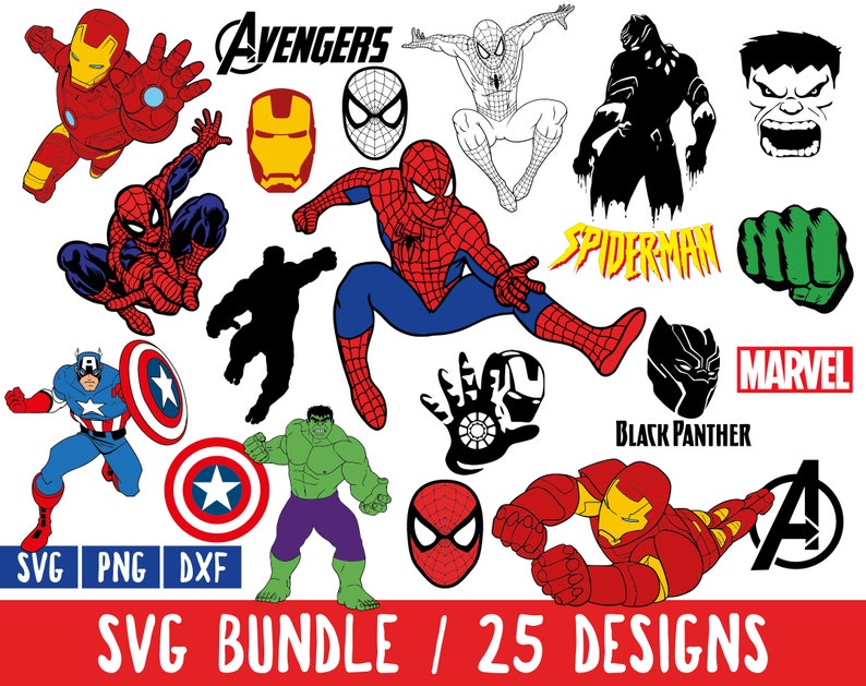 Download Superhero SVG Bundle Superhero SVG Marvel Cricut Spiderman ...