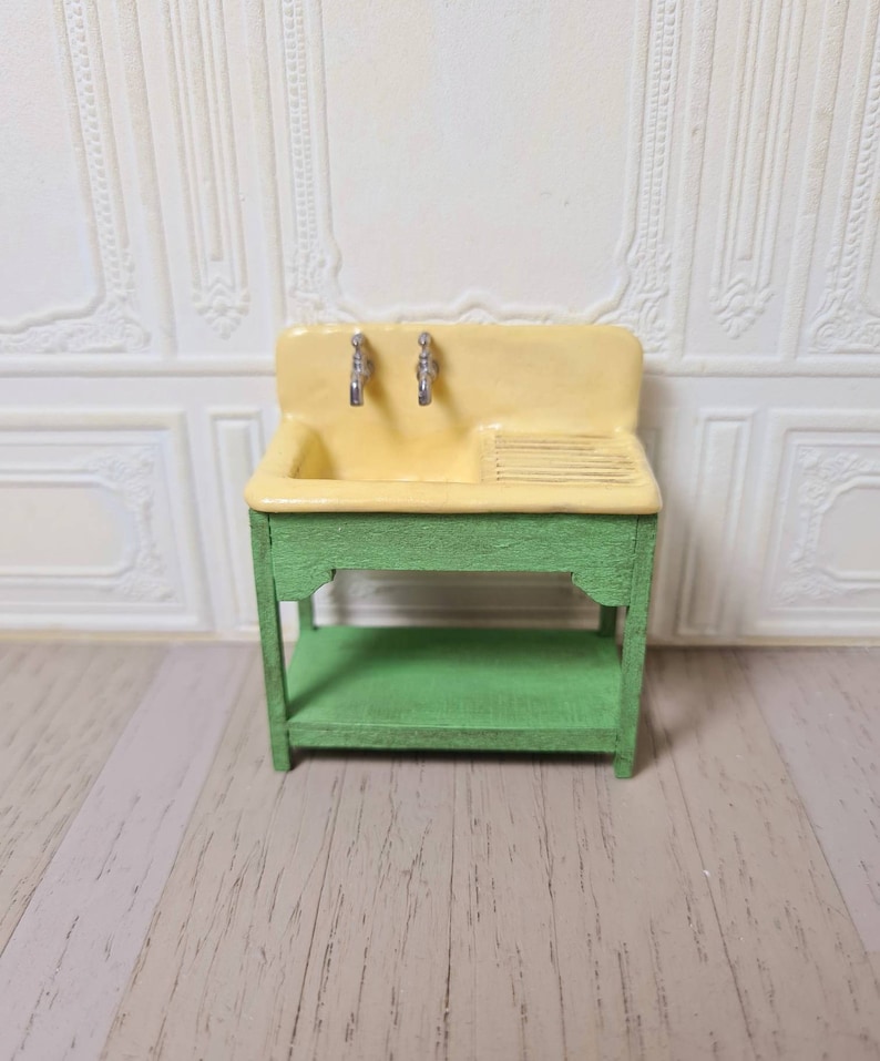 Dollhouse Miniatures, 1/24 scale,Dollhouse Miniatures, 1/24Doll scale, Miniature Furniture, Dollhouse Furniture, Kitchen Sink, Sink cabinet. image 8