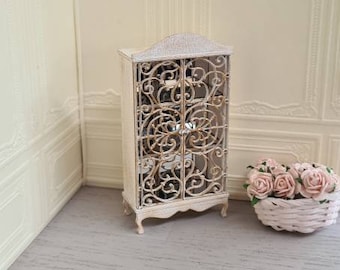Miniatures,dollhouse,dollhouse miniatures,shabby chic style,vintage style,half scale,124 scale,french style cabinet,miniature furniture,
