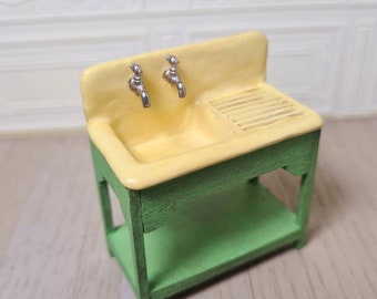 Dollhouse Miniatures, 1/24 scale,Dollhouse Miniatures, 1/24Doll scale, Miniature Furniture, Dollhouse Furniture, Kitchen Sink, Sink cabinet.