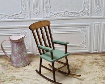 Dollhouse miniature Rocking Chair: Wooden rocker 1/24 Scale Furniture