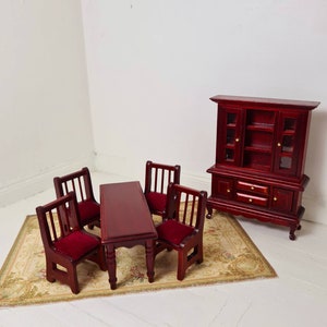 Klassische Mini Tisch und Stühle Esszimmermöbel aus Holz für 1:6 Puppenhaus 