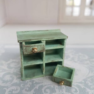 Dollhouses, dollhouse furniture, 124 scale, half scale, cabinet, kitchen cabinet, miniature kitchen, kitchen furniture, shabby chic, mint.