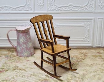 Dollhouse miniature wooden Rocking Chair: 1/24 Scale Furniture