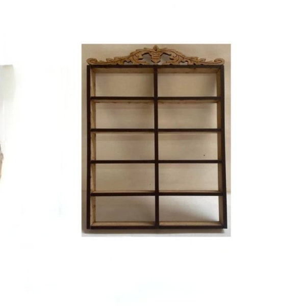 Book nook accessory,  Book nook shelf, book shelf, 10 shelf DIY kit with decorative detail.