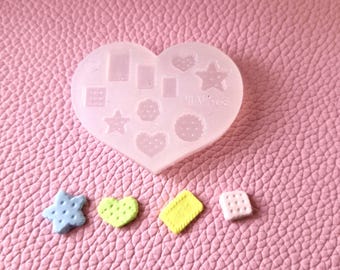 Dollhouse miniature food, 10 shaped biscuit mold