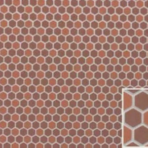1:12 or half scale terracotta hexagon vinyl flooring| dollhouse flooring tile sheet| vinyl miniature floor tiles|