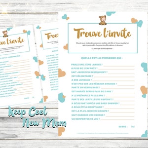 Gioco per baby shower, stampabile, gioco trova l&#39;ospite, intrattenimento per baby shower misto/unisex