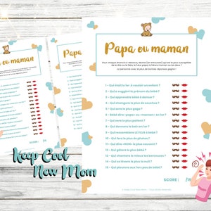 Baby shower game, printable, dad or mom game, mixed/unisex baby shower animation