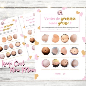 Baby shower game, printable, pregnancy or fat quiz game, girl baby shower animation