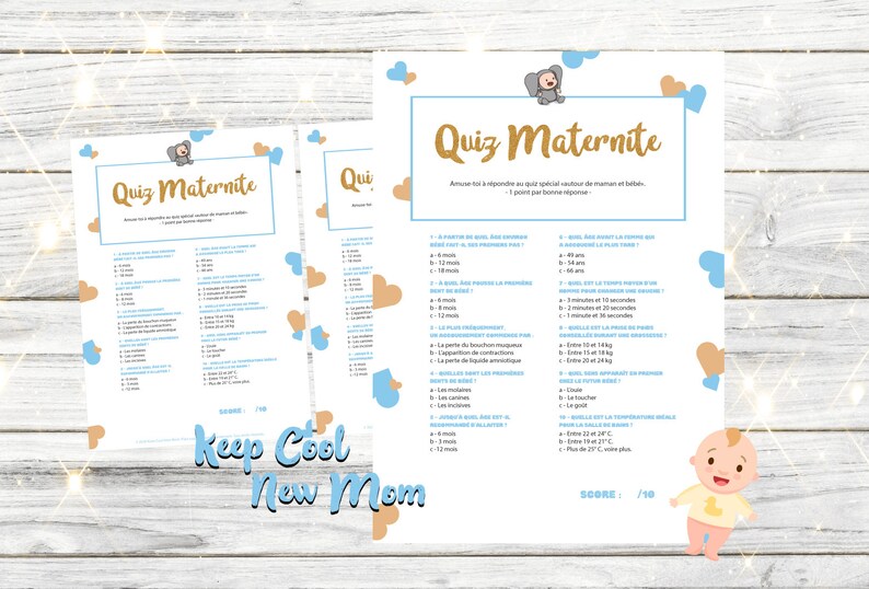 Jeu baby shower imprimable quiz maternité animation baby Etsy France