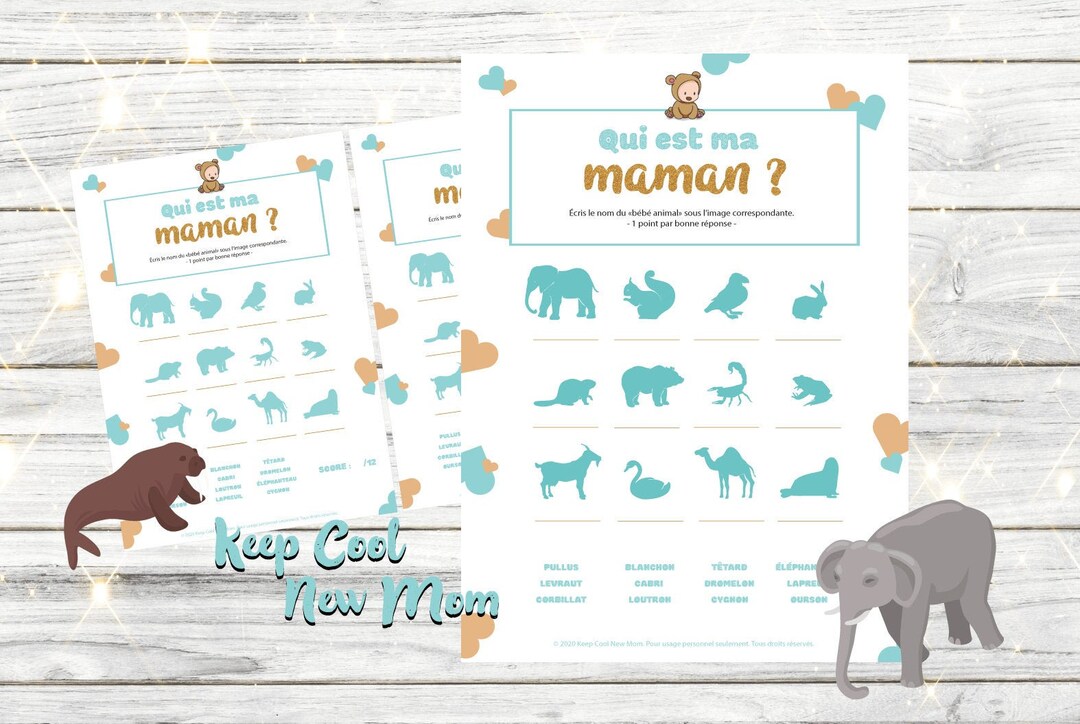 Baby Shower Game Printable Baby Animal Quiz Mixed/unisex Etsy