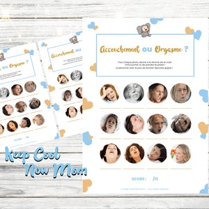 Baby shower game, printable, orgasm or childbirth game, boy baby shower animation
