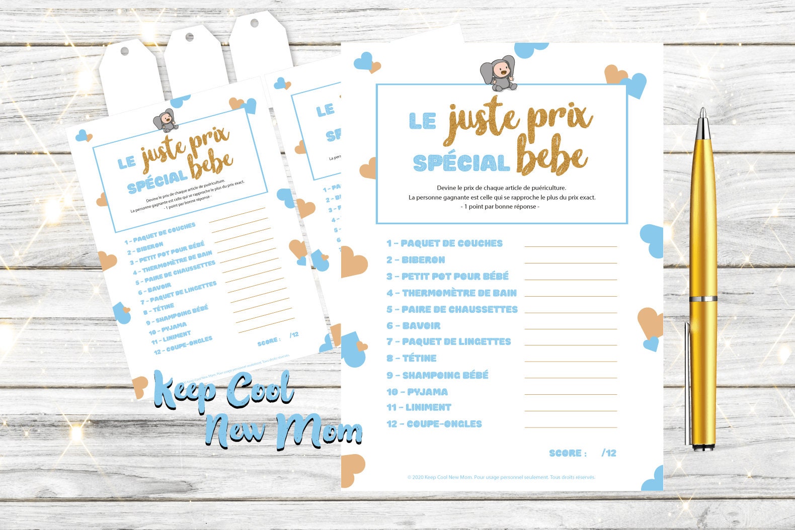 Jeu baby shower imprimable jeu le juste prix spécial bébé Etsy