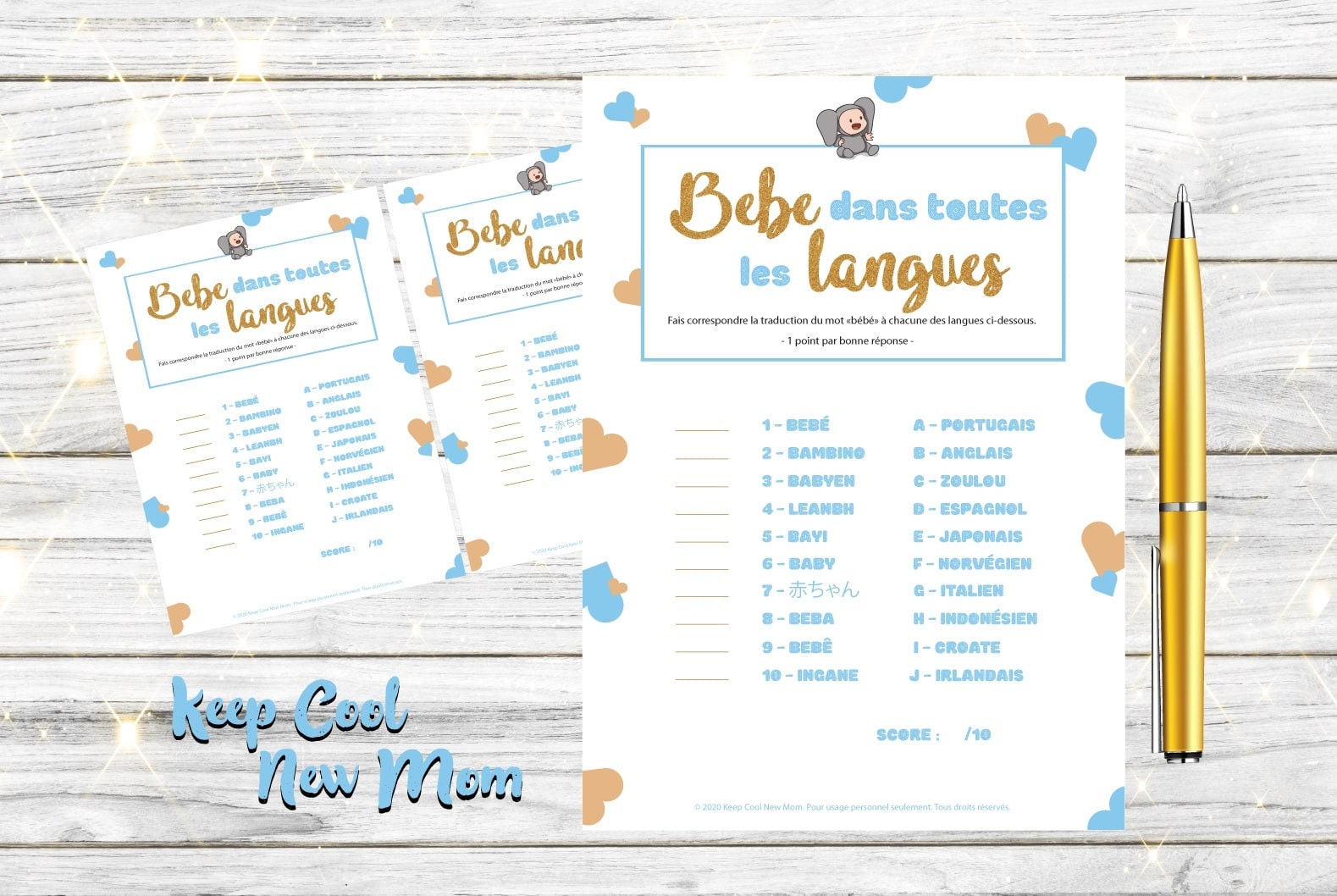 Jeu baby shower imprimable jeu bébé dans toutes les langues Etsy France