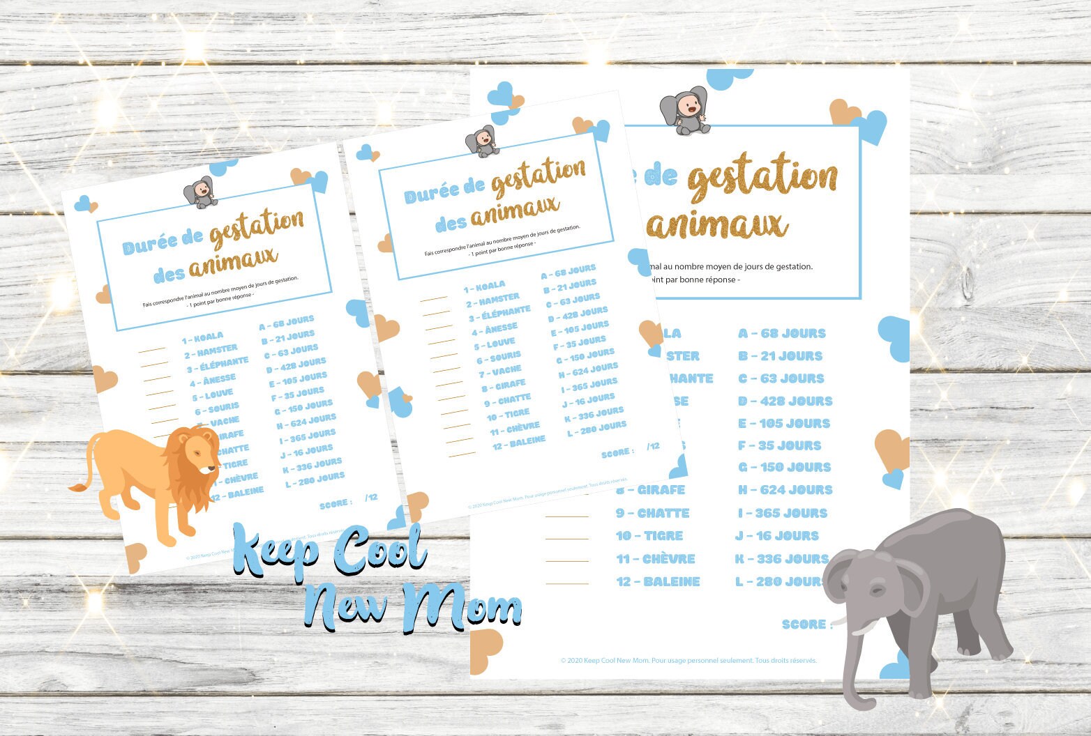 Jeu Baby Shower Imprimable Quiz Gestation Des Animaux Etsy