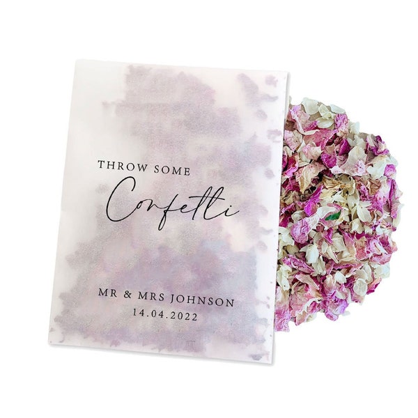 Biodegradable Personalised Confetti Packets | Real Flower Petal Wedding Confetti | Natural | Throw Confetti 2 Mr(s) & Mr(s) Packets