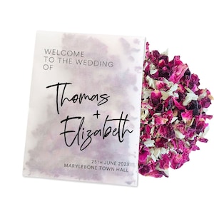 Biodegradable Personalised Confetti Packets | Real Flower Petal Wedding Confetti | Natural | New Welcome Name Confetti Packets