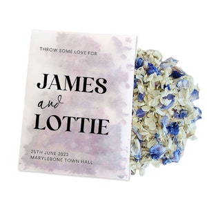Biodegradable Personalised Confetti Packets | Real Flower Petal Wedding Confetti | Natural | Serif Throw Some Love Name Packets