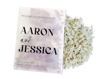Biodegradable Personalised Confetti Packets | Real Flower Petal Wedding Confetti | Natural | Serif Welcome Name Confetti Packets
