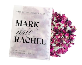 Biodegradable Personalised Confetti Packets | Real Flower Petal Wedding Confetti | Natural | Vintage Serif Welcome Name Confetti Packets