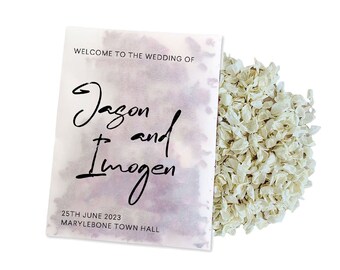 Biodegradable Personalised Confetti Packets | Real Flower Petal Wedding Confetti | Natural | Signature Welcome Name Confetti Packets