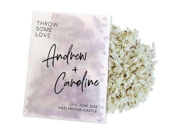 Biodegradable Personalised Confetti Packets | Real Flower Petal Wedding Confetti | Natural | New Throw Some Love Name Packets