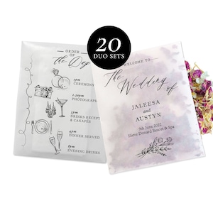 20 x Biodegradable Personalised Confetti Packets | Real Flower Petal Wedding Confetti | Natural | Throw some Love Packets Duo Packets