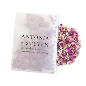 Biodegradable Personalised Confetti Packets | Real Flower Petal Wedding Confetti | Natural | Serif Names Confetti Packets