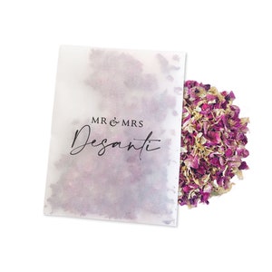 12 x Biodegradable Personalised Confetti Packets | Real Flower Petal Wedding Confetti | Natural | Mr(s) & Mr(s) Packets