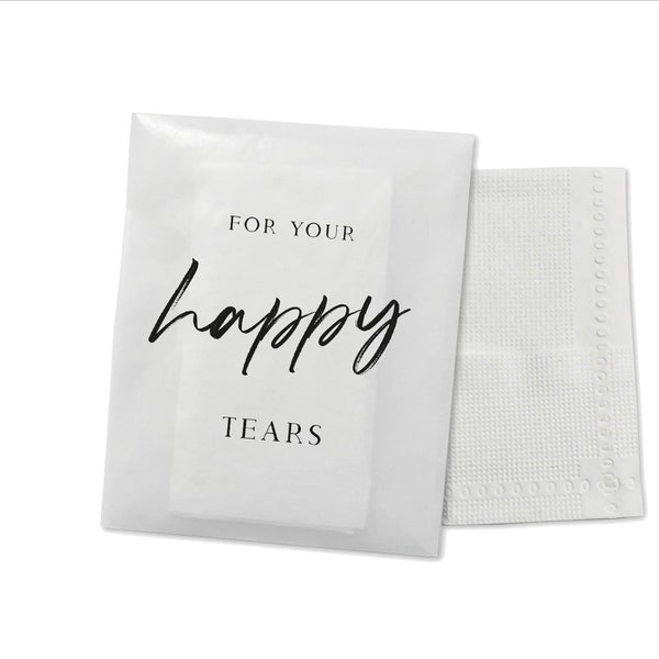 Happy Tears Tissue Packets | Wedding Tissues | Wedding Guests |Biodegradable Packets | Elegant For Your Happy Tears