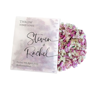 Biodegradable Personalised Confetti Packets | Real Flower Petal Wedding Confetti | Natural | Throw some Love Packets