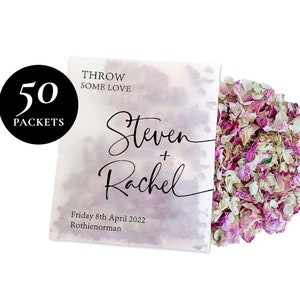 50 x Biodegradable Personalised Confetti Packets | Real Flower Petal Wedding Confetti | Natural | Throw some Love Packets