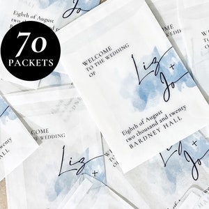 70 x Biodegradable Personalised Confetti Packets | Wedding Favour Packets | Natural | Welcome Packets
