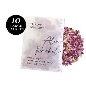 10 x LARGE Biodegradable Personalised Confetti Packets | Real Flower Petal Wedding Confetti | Natural | Throw some Love Packets