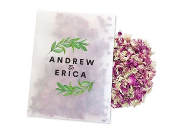 Biodegradable Personalised Confetti Packets | Real Flower Petal Wedding Confetti | Natural | Laurel Confetti Packets