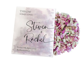 Biodegradable Personalised Confetti Packets | Real Flower Petal Wedding Confetti | Natural | Throw some Love Packets