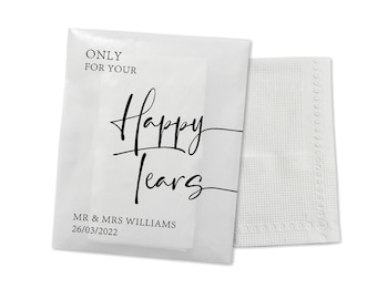 Happy Tears Personalised Tissue Packets | Wedding Tissues | Wedding Guests |Biodegradable Packets | Only For Your Happy Tears EMPTY PACKETS