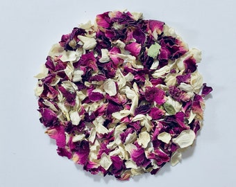 1 Litre Dried Burgundy Rose and Ivory Jasmine Petals Wedding Confetti / 1 litre/ 100% Biodegradable Confetti
