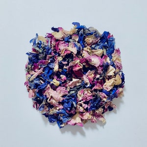 1 Litre Dried Pink Rose and Blue Petal Wedding Confetti/ Home Fragrance