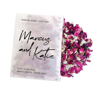 Biodegradable Personalised Confetti Packets | Real Flower Petal Wedding Confetti | Natural | Signature Throw Some Love Name Packets