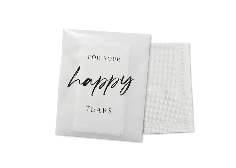 Happy Tears Tissue Packets Wedding Tissues Wedding Guests Biodegradable Packets Elegant For Your Happy Tears image 1