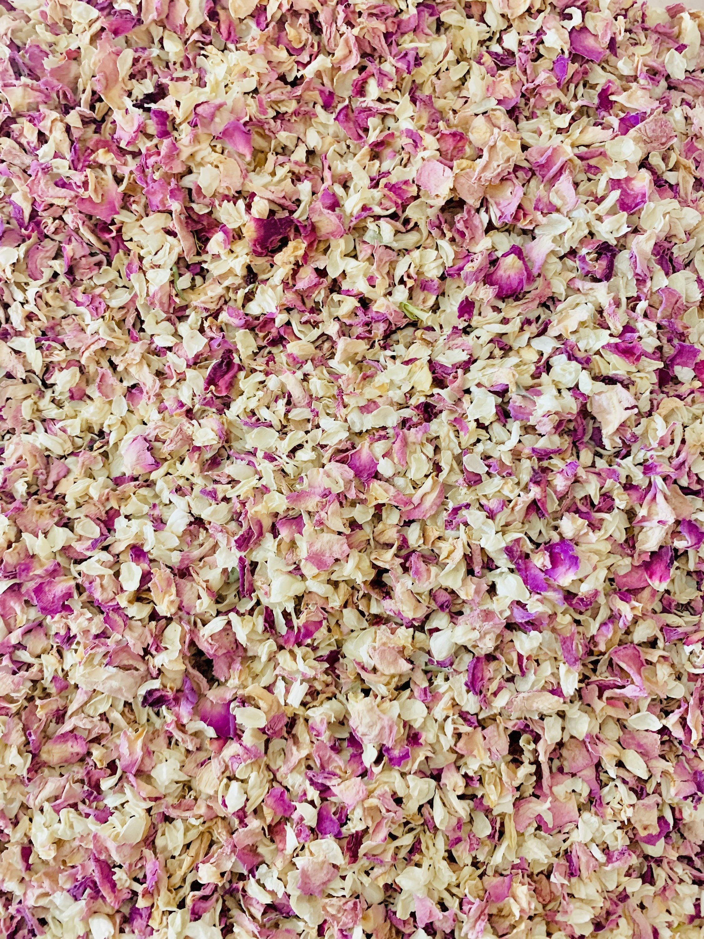 Rose Gold Biodegradable Wedding Confetti Natural Petals 1L Pink Ivory 