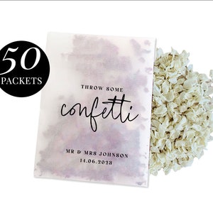 50 x Biodegradable Personalised Confetti Packets | Real Flower Petal Wedding Confetti | Natural | Confetti 2 Mr(s) & Mr(s) Packets