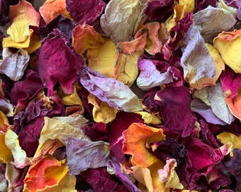2 Litres LARGE Biodegradable Rose Petal Confetti | Real Flower Petal Wedding Confetti | Natural | 1 Litre | Burgundy and Lilac Rose Petal