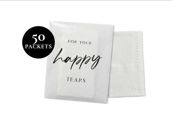 120 Hochzeitstücher-Packungen Für Gäste – 3-lagig, „Happy Tears“ Taschentücher, 12x9 Cm