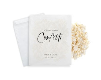 Wedding Confetti Bags - 100% Biodegradable Glassine Bags - Personalised Packets - Wedding Confetti, Petal Confetti, Confetti Packets